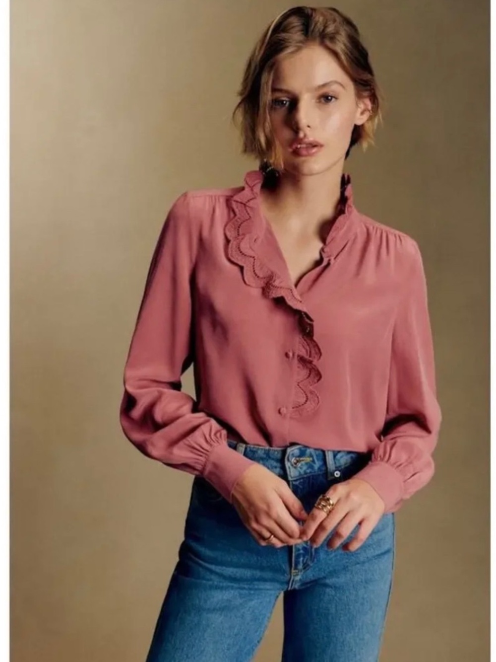 Sézane Chlo Shirt Rosewood size 8 (EU 40)